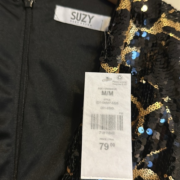 Black jumpsuit with belt tie with gold and black sequins - Picture 5 of 5